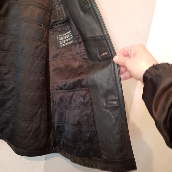 Vintage Very Heavy Leather Jacket Mid Length Men's Large - Picture 12 of 14